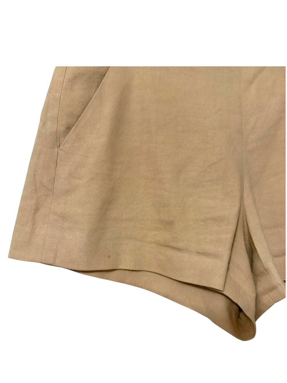 Alice and Olivia Donald High Rise Tailored Shorts Size 0 Beige Sand Linen Blend - Picture 7 of 14